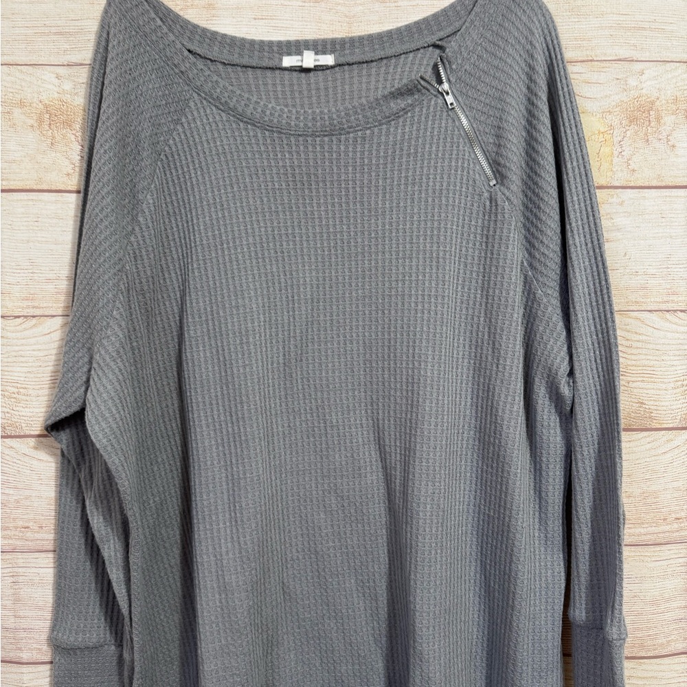 Maurices Gray Ribbed Hoodie with Silver Accents